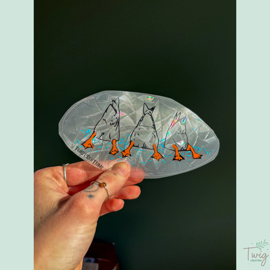 Three Dabbling Ducks Rainbow Window Cling Twig Creations