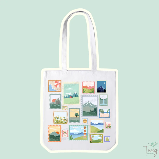 Travel Stamps Tote Bag Twig Creations